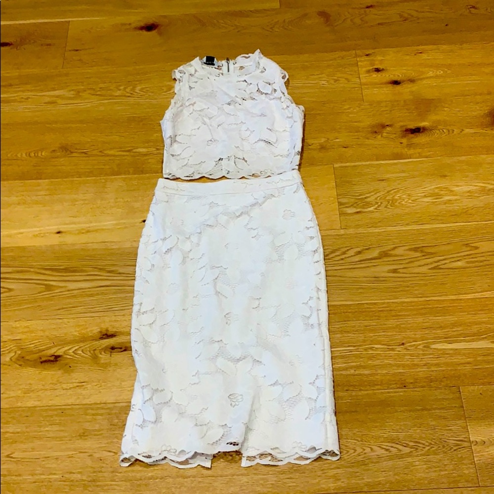 White lace two piece Bebe set